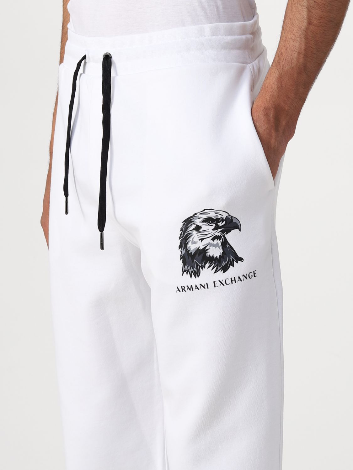 armani exchange eagle white sweat pants