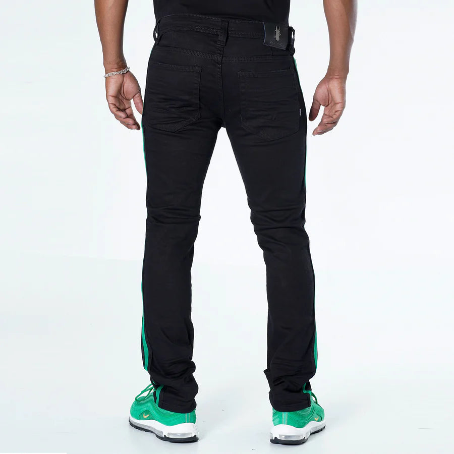 Makobi M1769 MAKOBI CAMEO DENIM JEANS - BLACK/GREEN