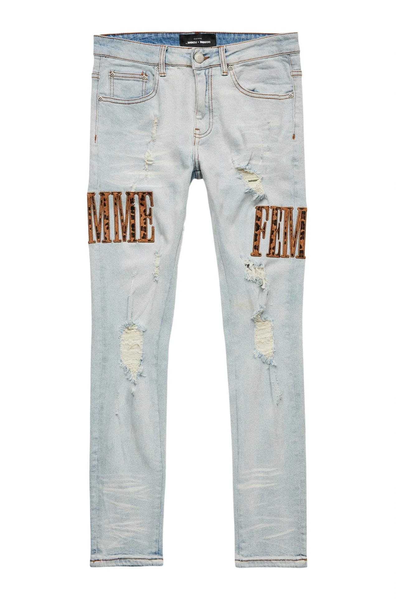 HOMME FEMME LETTERMAN DENIM BLUE WITH CHEETAH
