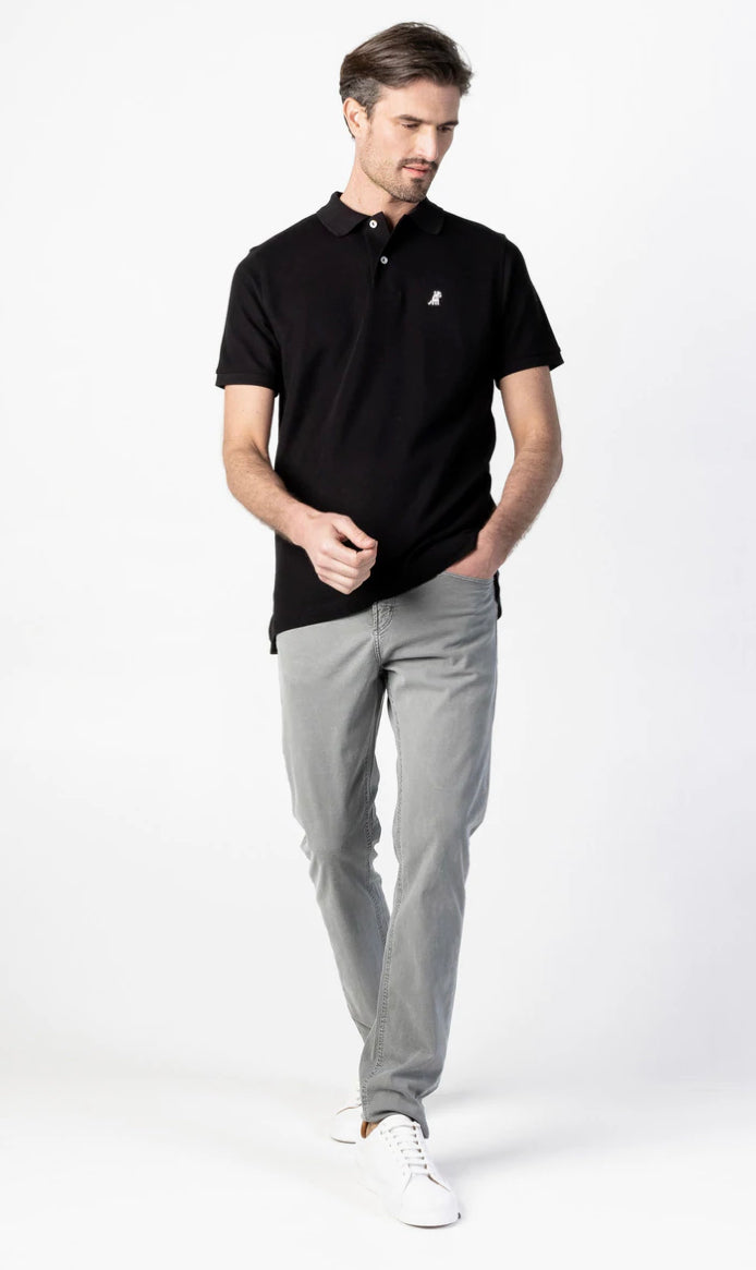 JAMES BARK Men's Black Regular Fit Polo Shirt - Lilac Bark