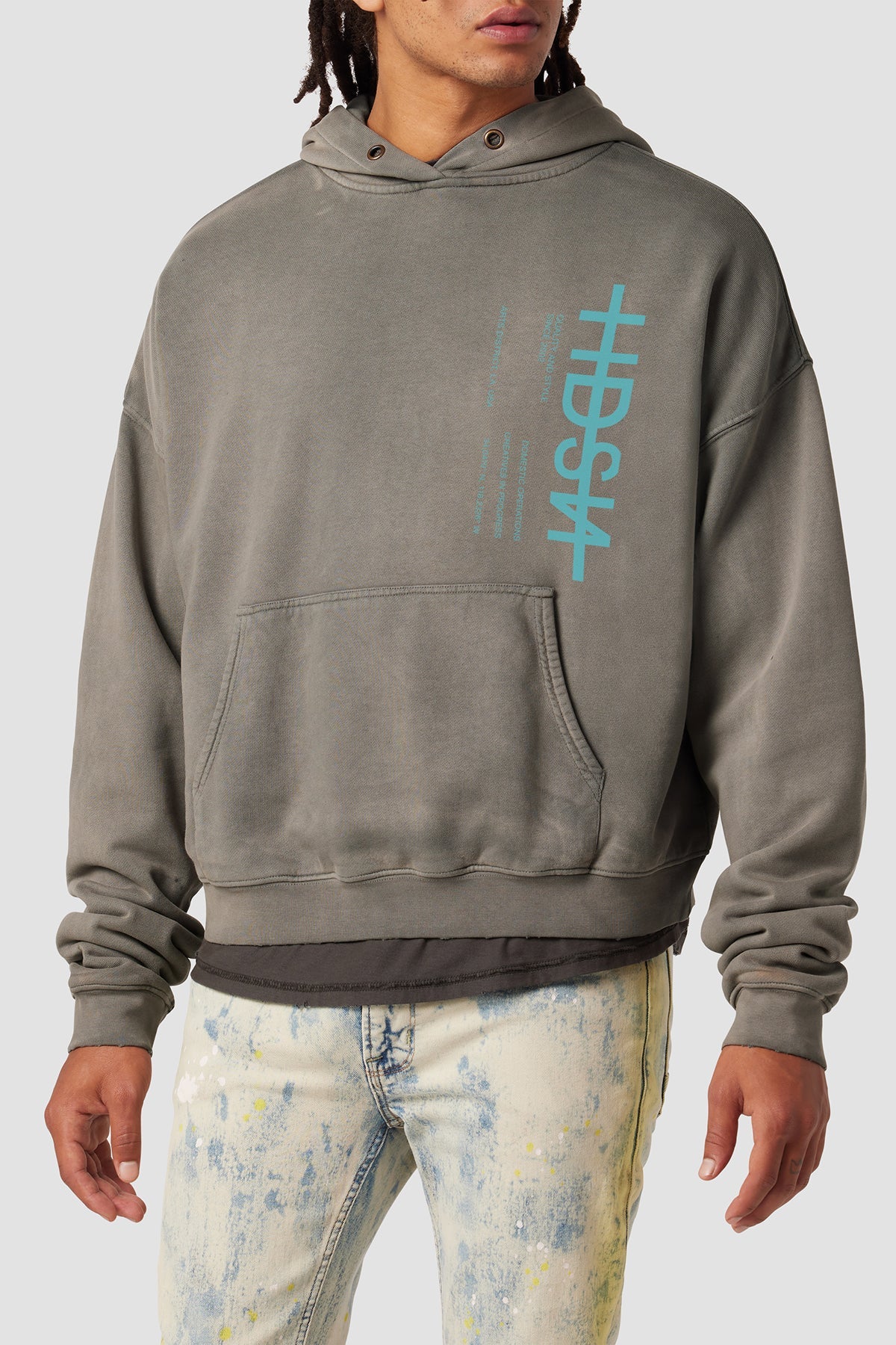 HUDSON Denim Crop Hoodie storm gray storm