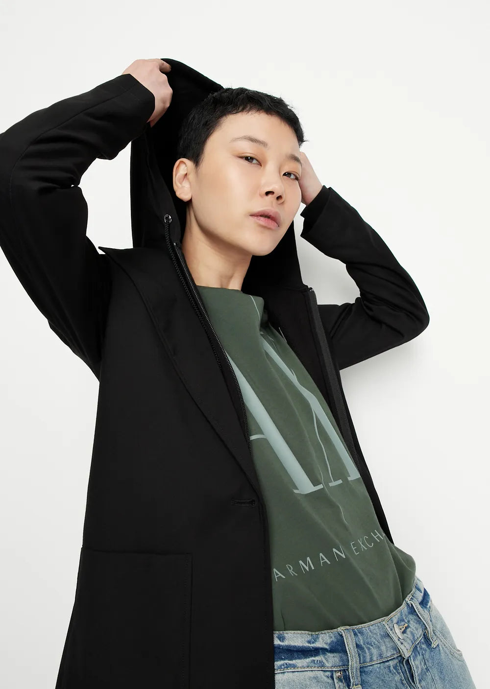 Armani Exchange Icon logo zip up hooded sweatshirt