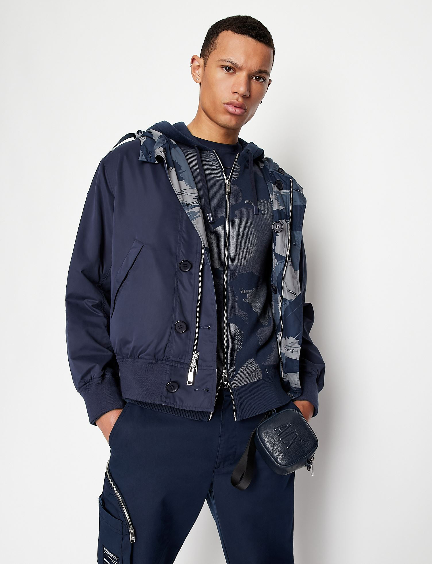 Armani Exchange Navy Zipper Hoodie
