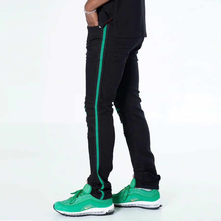 Makobi M1769 MAKOBI CAMEO DENIM JEANS - BLACK/GREEN