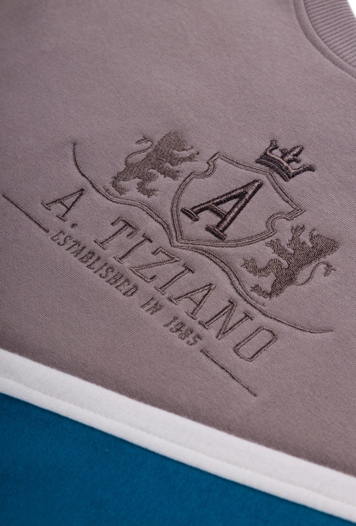 ATIZIANO Terry | Men's Long Sleeve Color Blocked Crew Neck Pullover