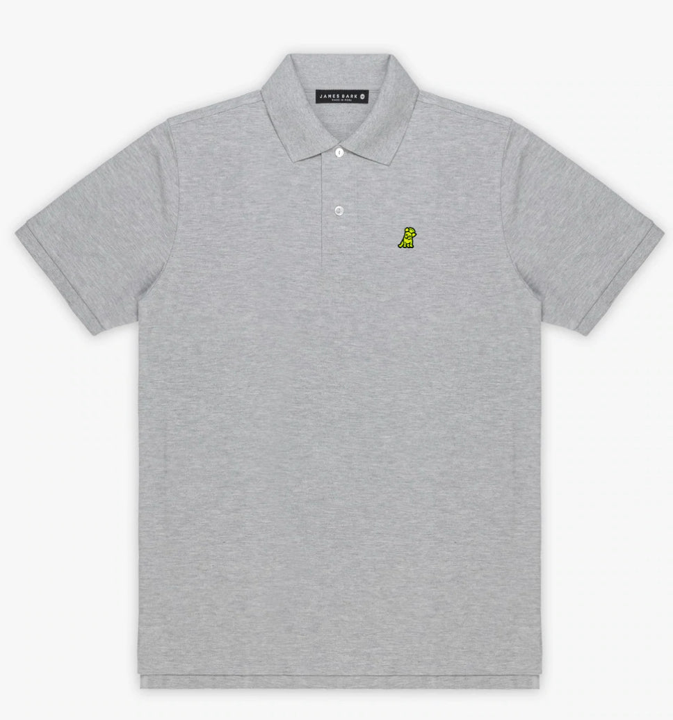 JAMES BARK Men's Marl Gray Polo Shirt - Neon Bark