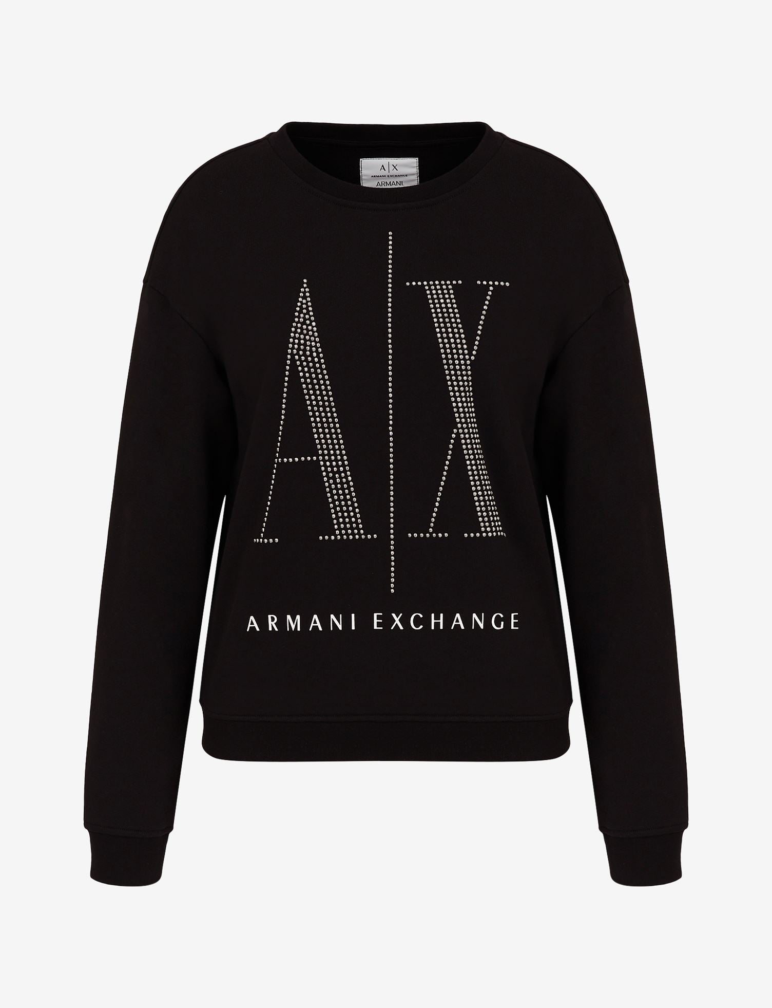 Armani Exchange ICON LOGO STUDDED CREW NECK SWEATSHIRT