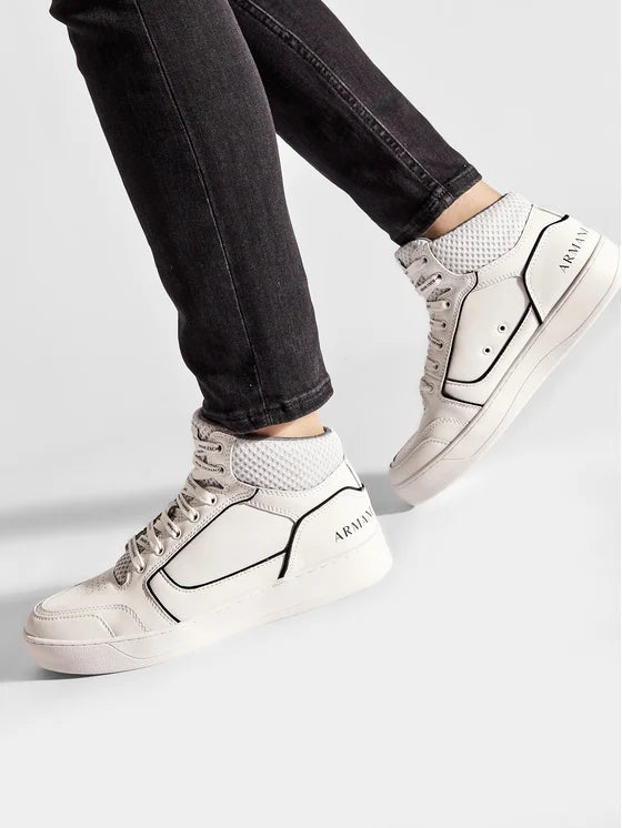 Armani Exchange white Hi top shoes