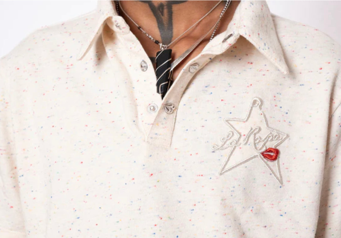 La ropa CREAM FRUITY PEBBLE FRENCH TERRY POLO SHIRT