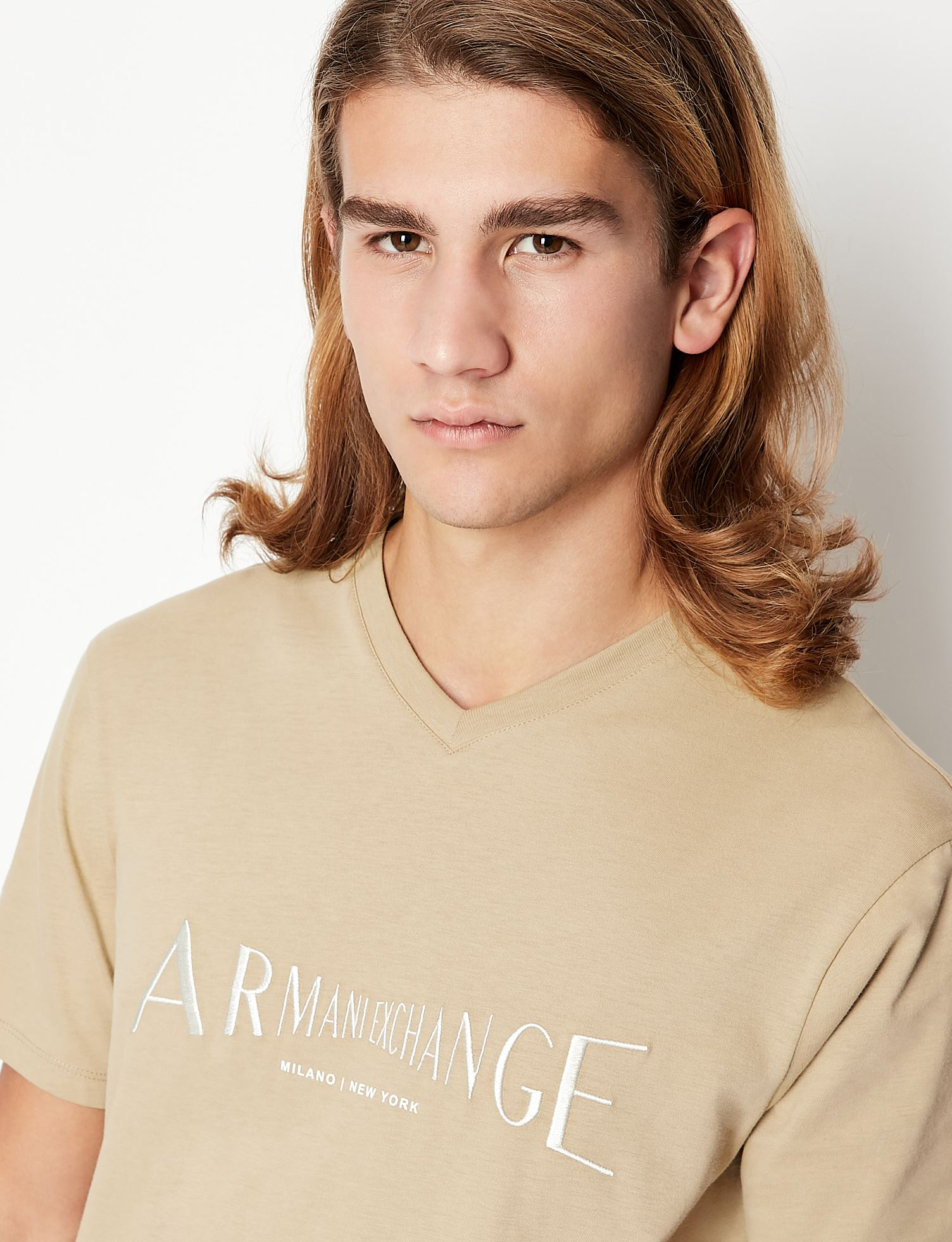 Armani exchange khaki embroidery Tshirt