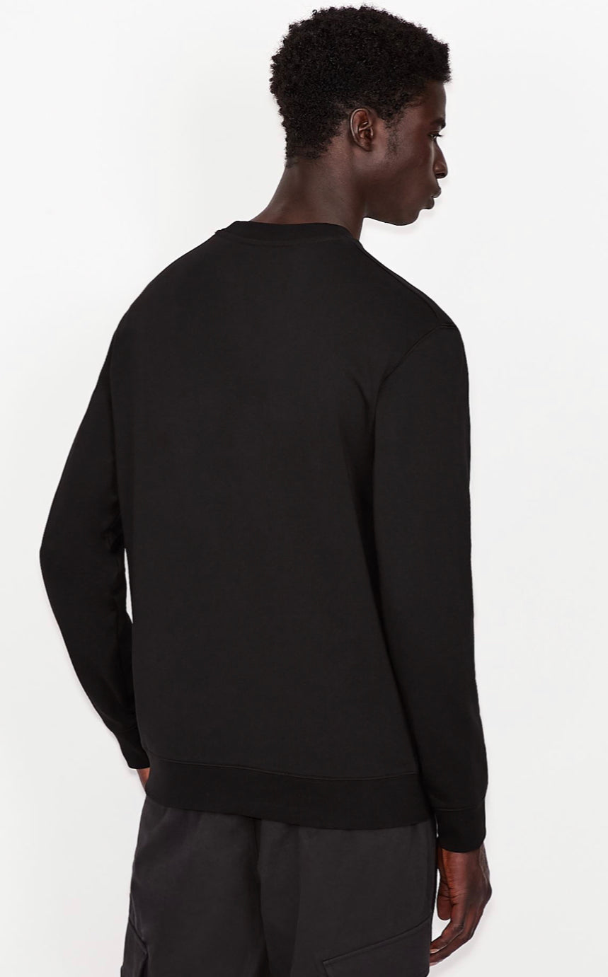 ARMANI EXCHANGE IRIDESCENT LOGO CREW NECK SWEATSHIRT (BLACK)