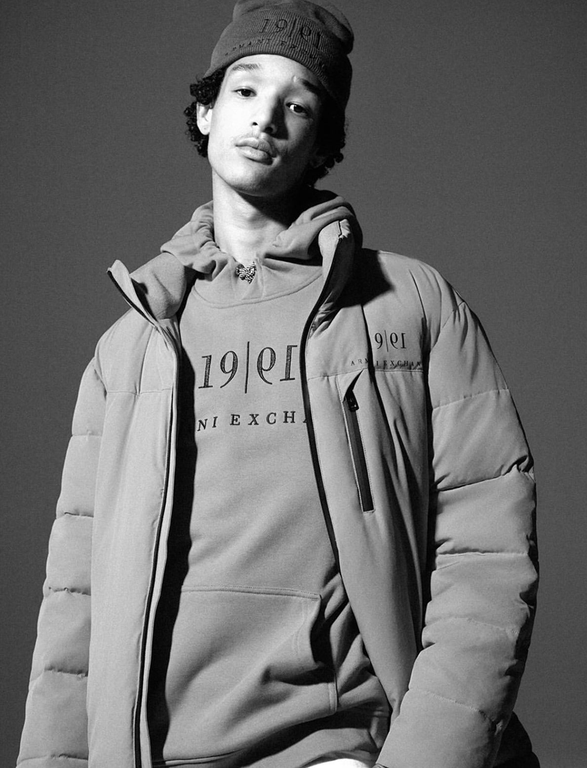 ARMANI EXCHANGE 30TH ANNIVERSARY PUFFER JACKET (WHITE)