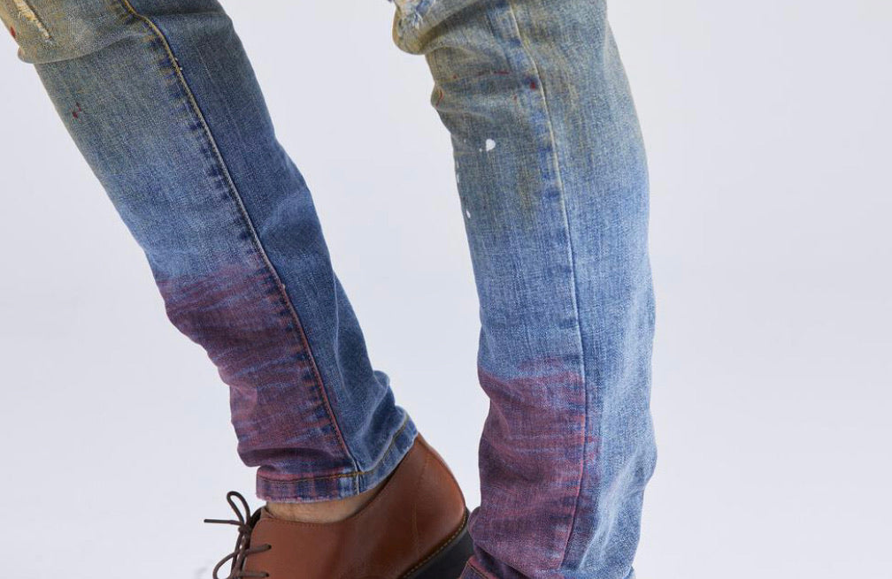 FOREIGN LOCAL HAND PAINTED RED SPLATTER JEANS