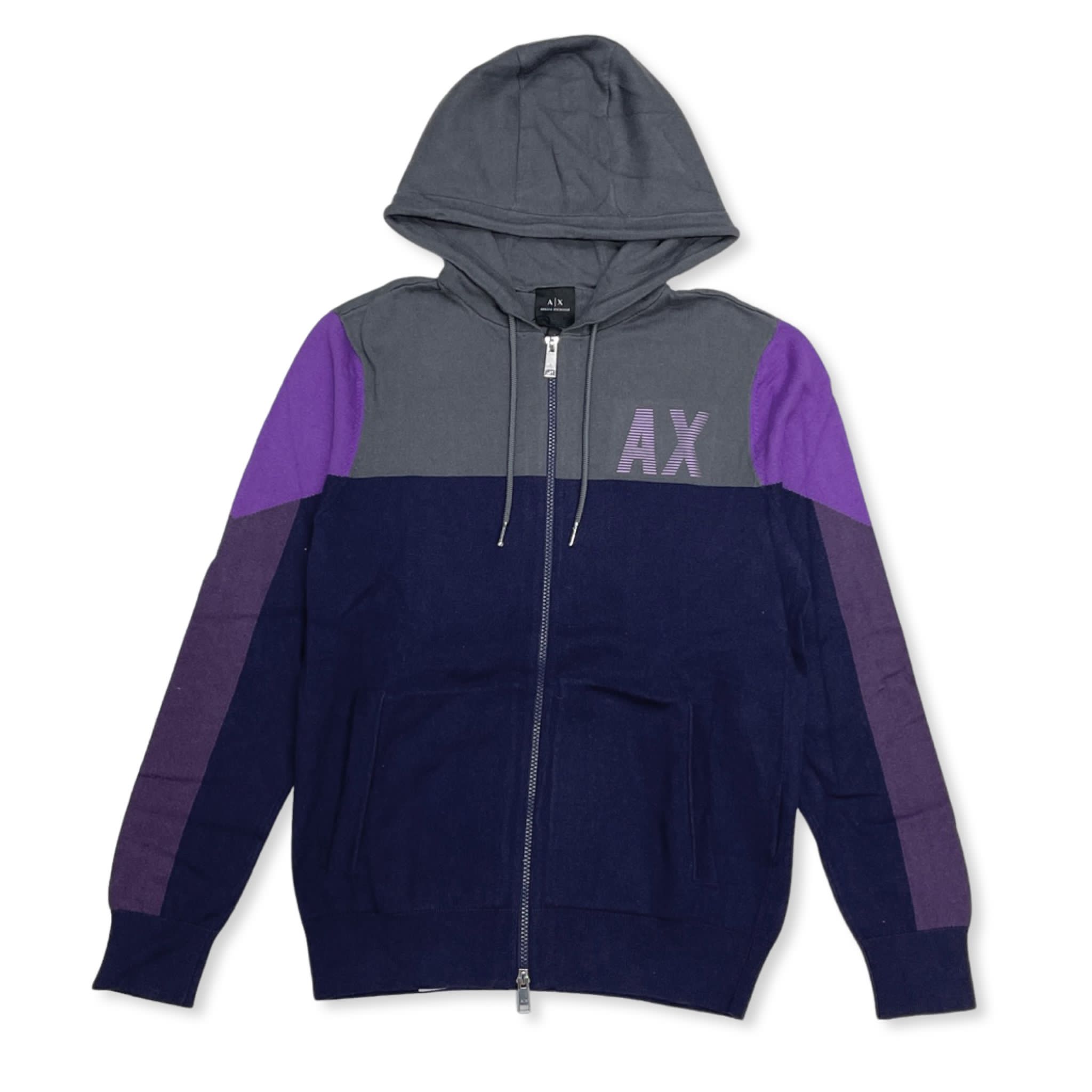 ARMANI EXCHANGE LOGO ZIP UP HOODIED (PURPLE/GRAY)