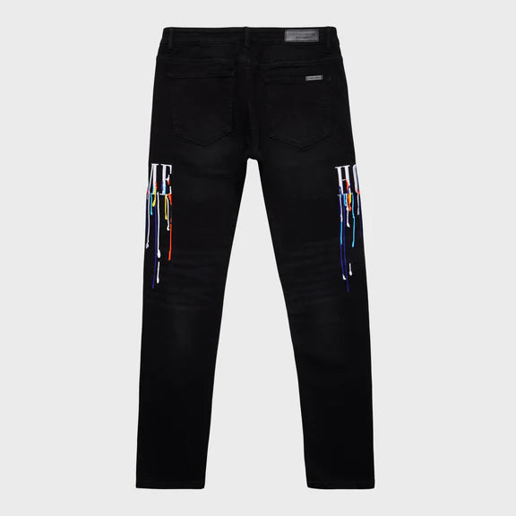 Homme femme LETTERMAN DRIP DENIM BLACK