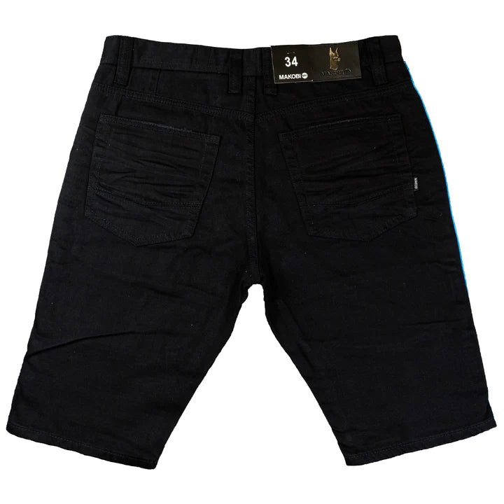 Makobi M785 MOTOBIKER SHORTS WITH PAINT SPLATTER SIDE TAPING - BLACK