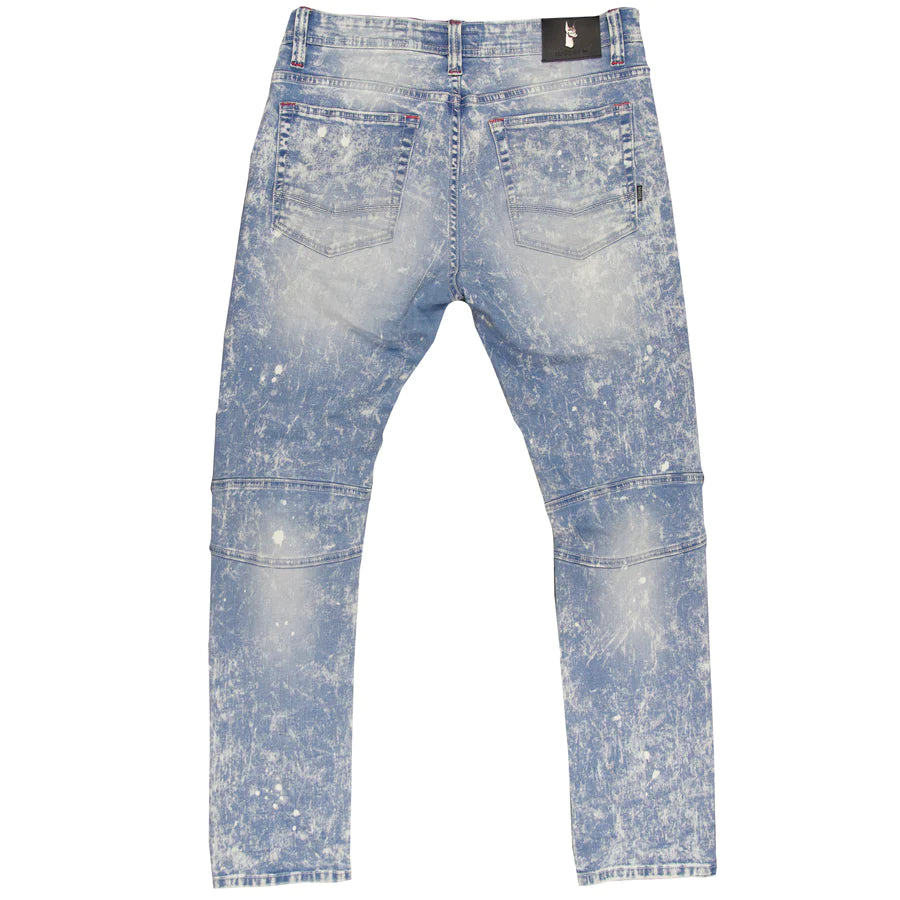 Makobi M1771 MAKOBI PETANI SHREDDED JEANS WITH BLEACH SPOTS - LIGHT WASH