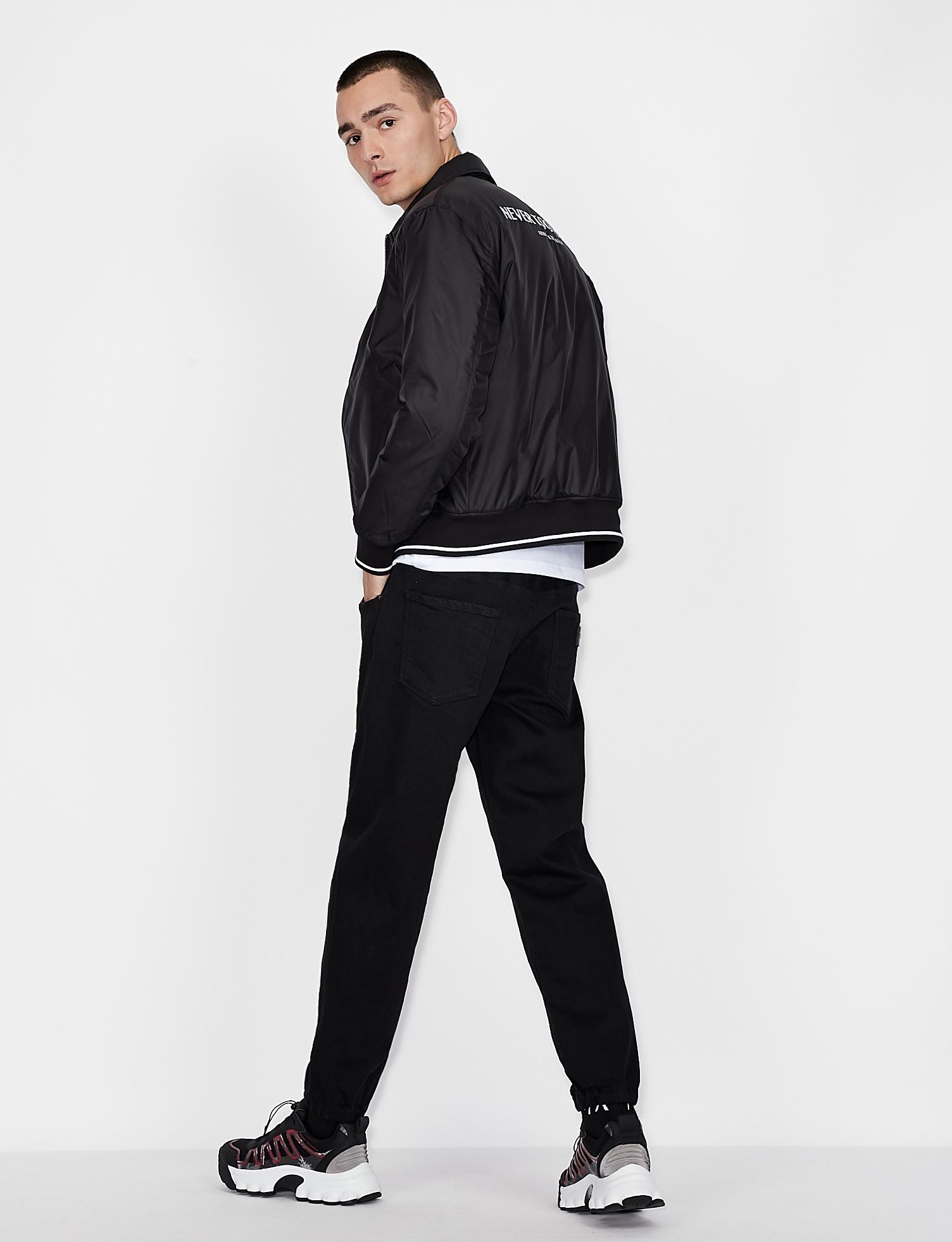 Armani exchange RECYCLED NYLON NEVER TOO LOUD JACKET BLACK