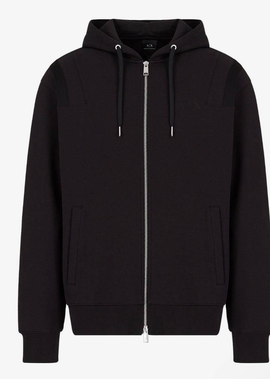 ARMANI EXCHANGE HOODED ZIP UP JERSEY SWEATSHIRT (BLACK)