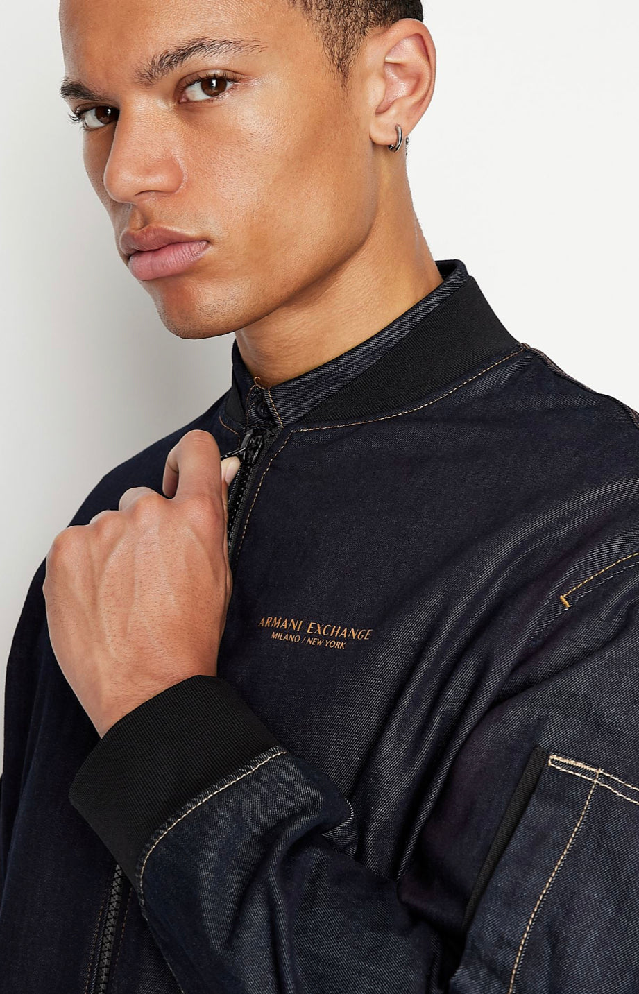 ARMANI EXCHANGE COTTON INDIGO DENIM JACKET