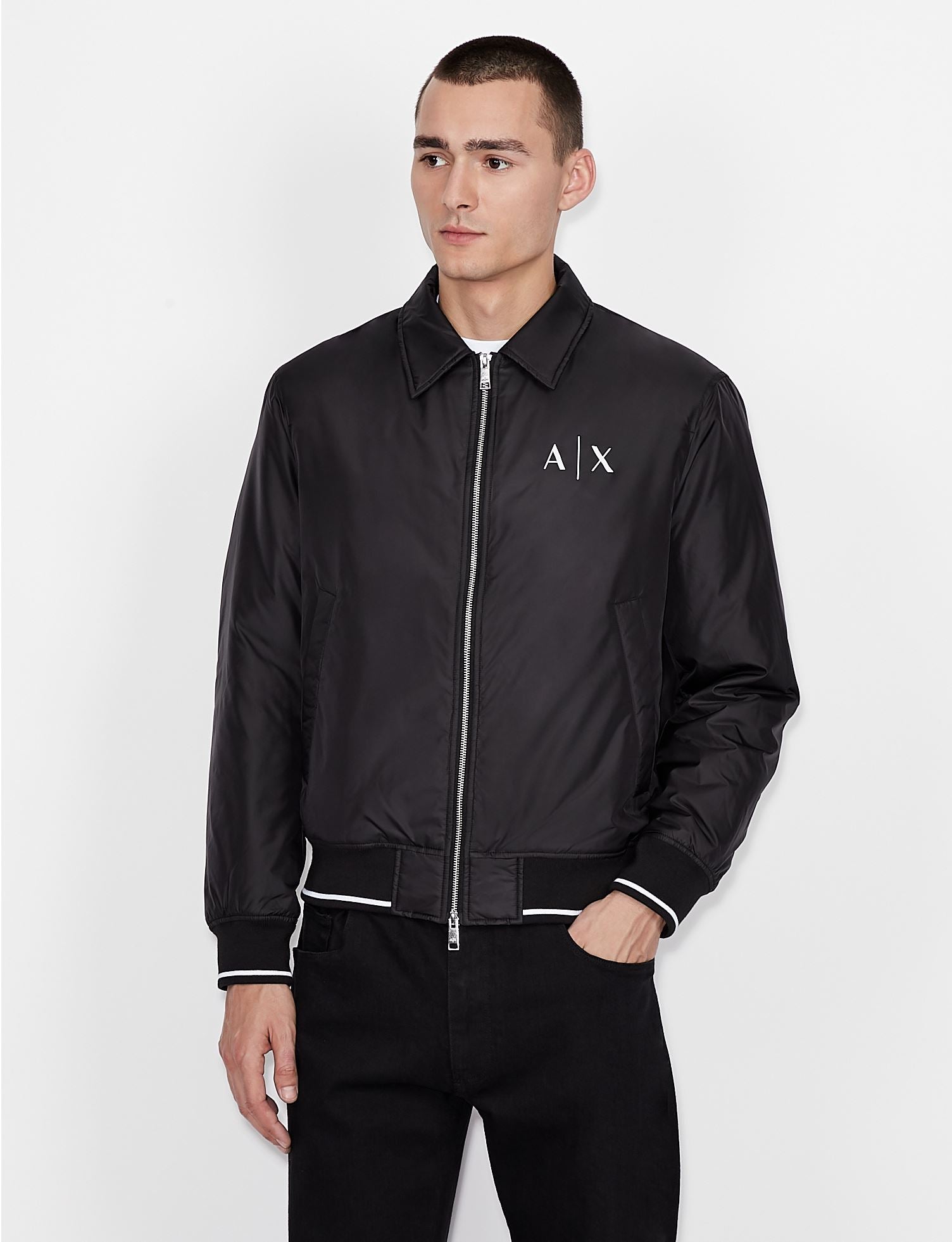 Armani exchange RECYCLED NYLON NEVER TOO LOUD JACKET BLACK