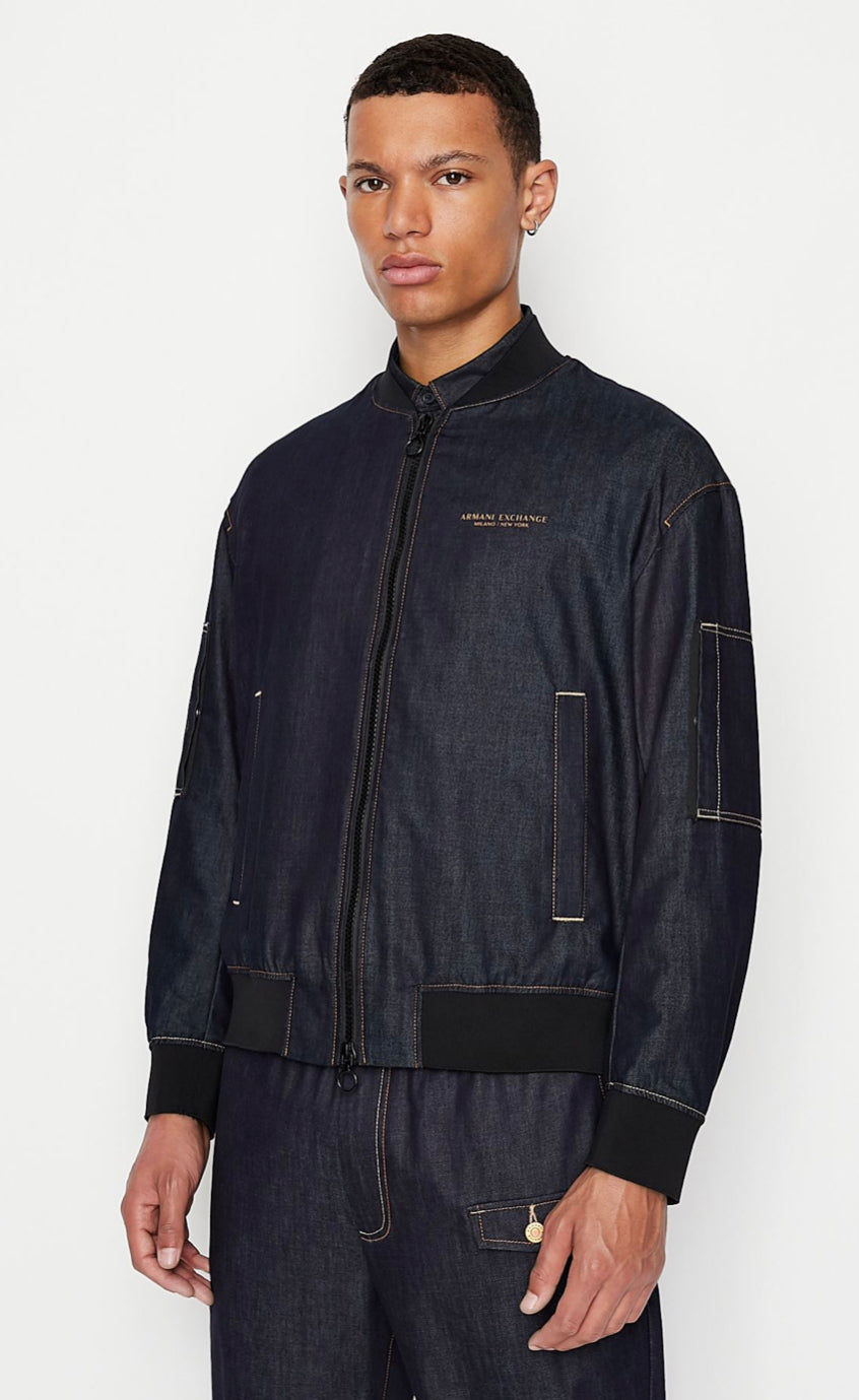 ARMANI EXCHANGE COTTON INDIGO DENIM JACKET