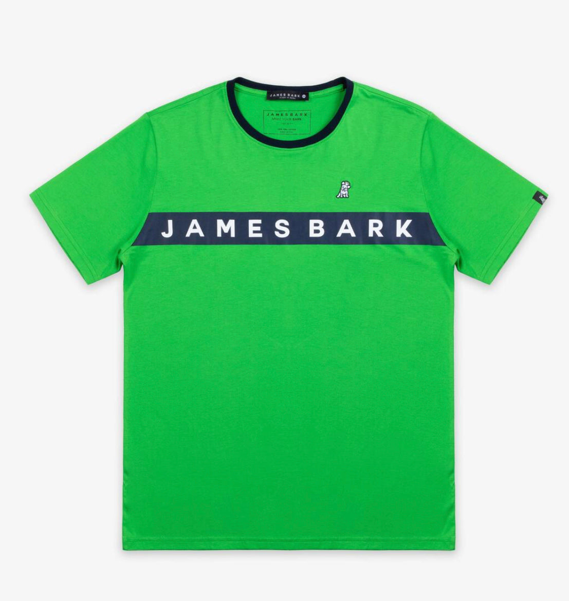 JAMES BARK Men's Green Logo Stripe Jersey T-Shirt