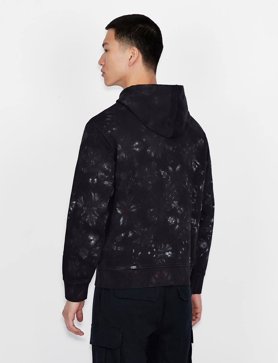 armani exchange HOODED COTTON TIE DYE SWEATSHIRT