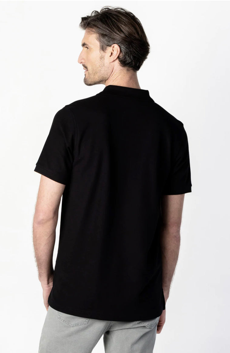 JAMES BARK Men's Black Regular Fit Polo Shirt - Lilac Bark