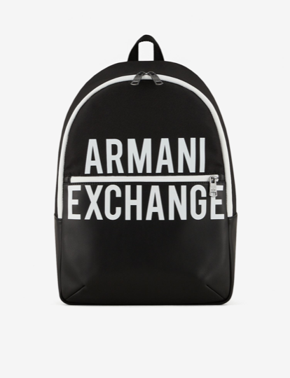 Armani exchange logo plate Backpacks (Black)