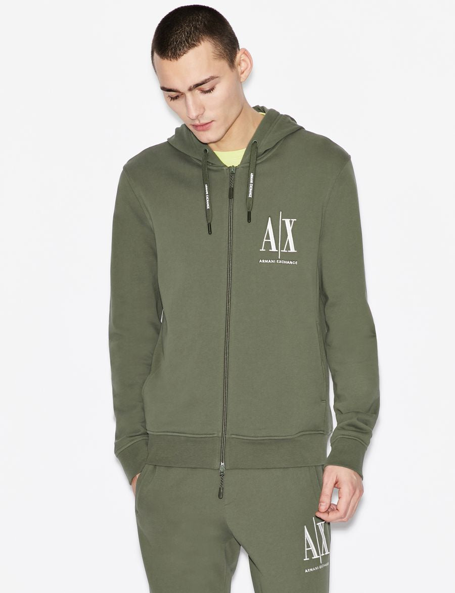 Armani Exchange ZIP-UP HOODED ICON LOGO SWEATSHIRT