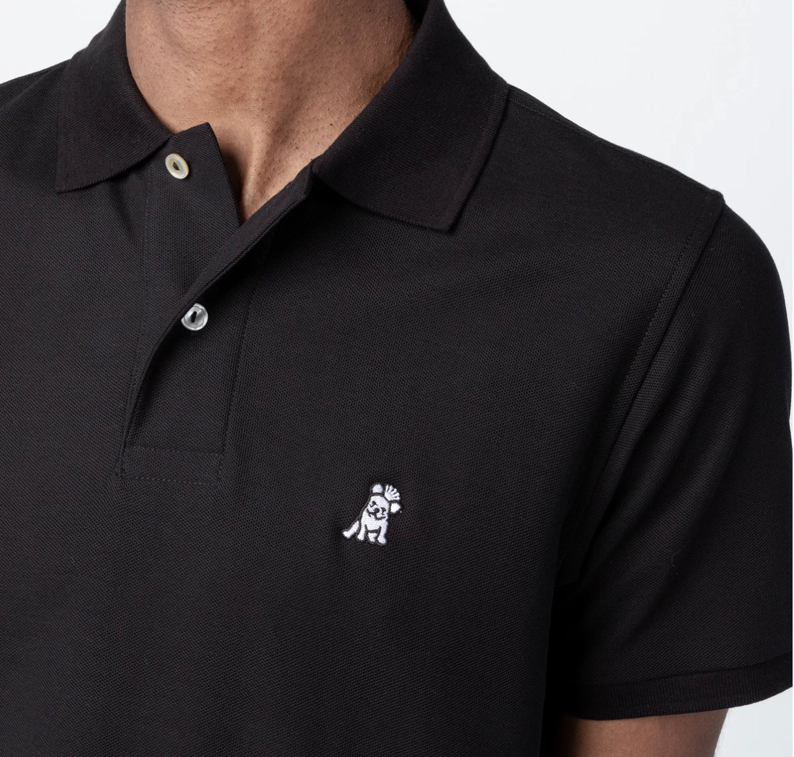 JAMES BARK Men's Black Regular Fit Polo Shirt - Lilac Bark