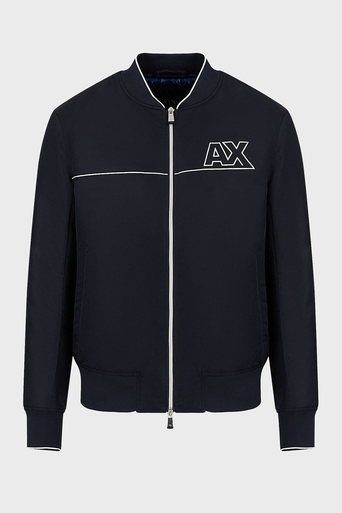ARMANI EXCHANGE SATIN NYLON TWILL BOMBER JACKET NAVY/BLUE