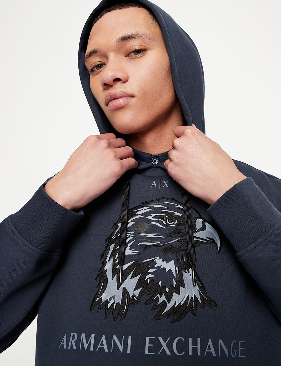 armani exchange eagle navy black hoodie