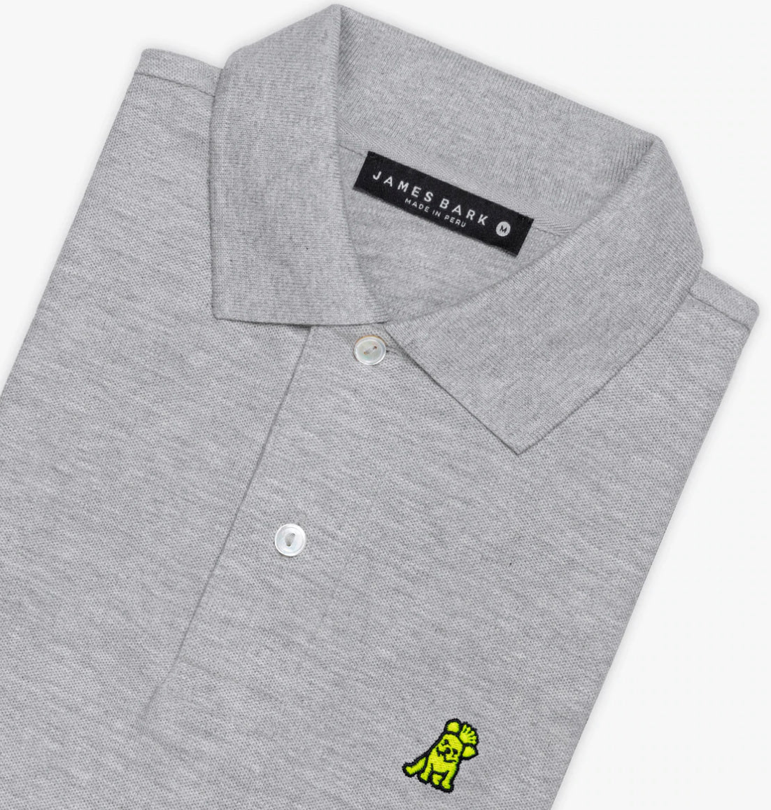 JAMES BARK Men's Marl Gray Polo Shirt - Neon Bark