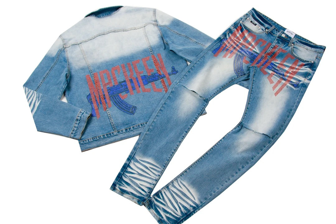 MACKEEN GUNNER CRYSTAL DENIM JACKET LIGHT