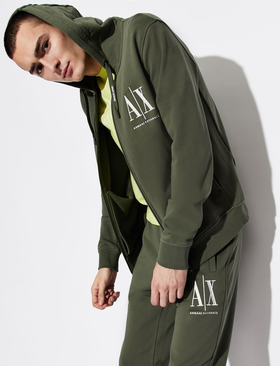 Armani Exchange ZIP-UP HOODED ICON LOGO SWEATSHIRT