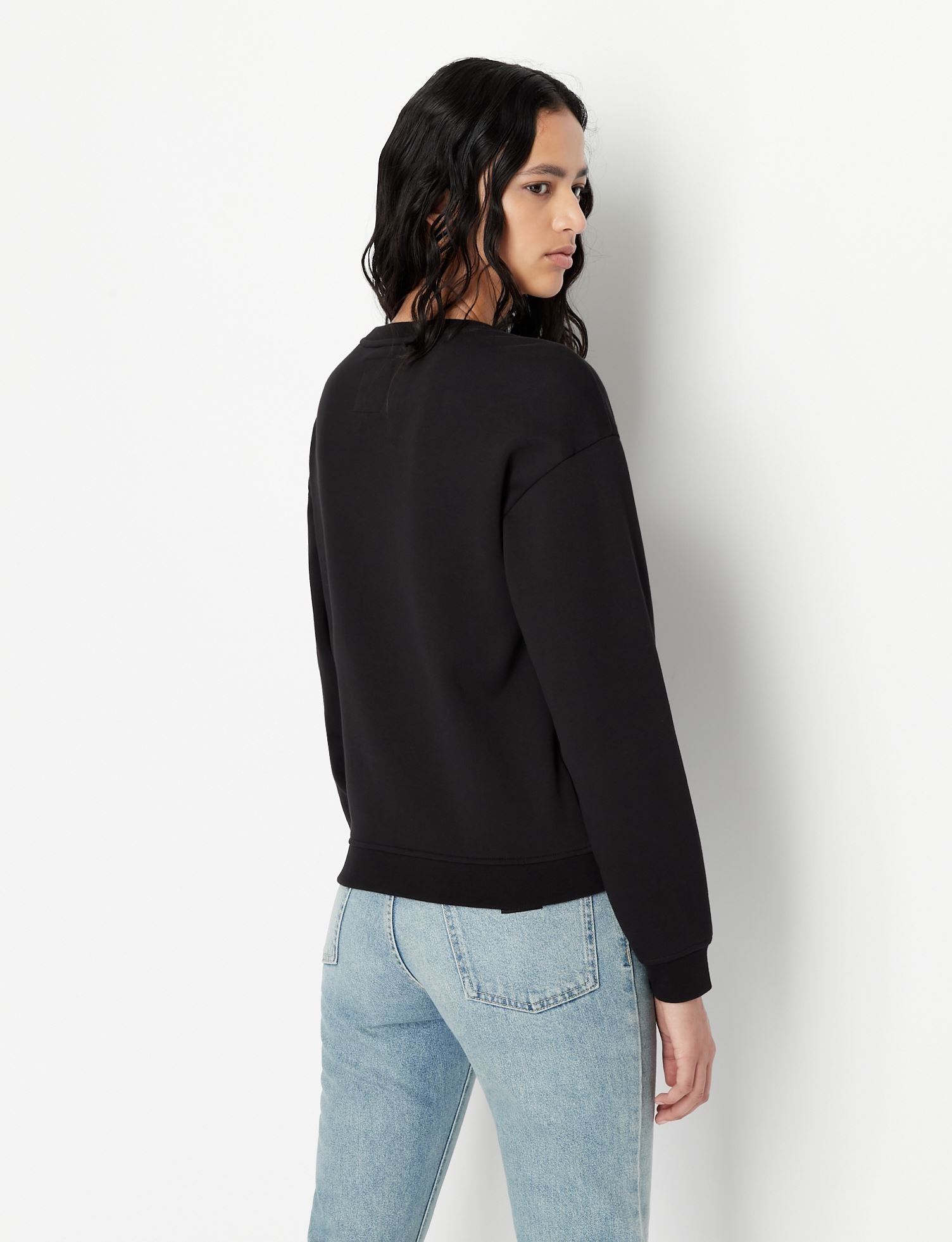 Armani Exchange ICON LOGO STUDDED CREW NECK SWEATSHIRT