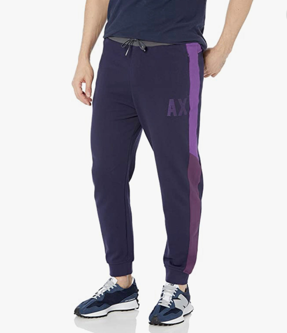A|X ARMANI EXCHANGE Men's Drawstring French Terry  Iridescent Logo Joggers