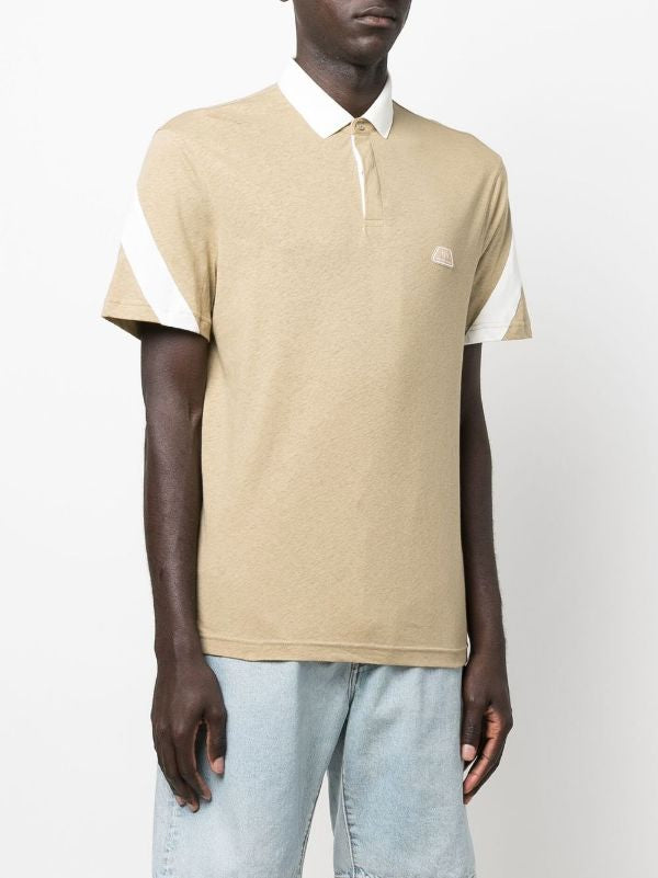 Armani Exchange logo-patch striped-edge polo shirt