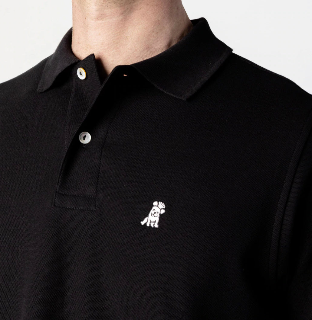 JAMES BARK Men's Black Regular Fit Polo Shirt - Lilac Bark