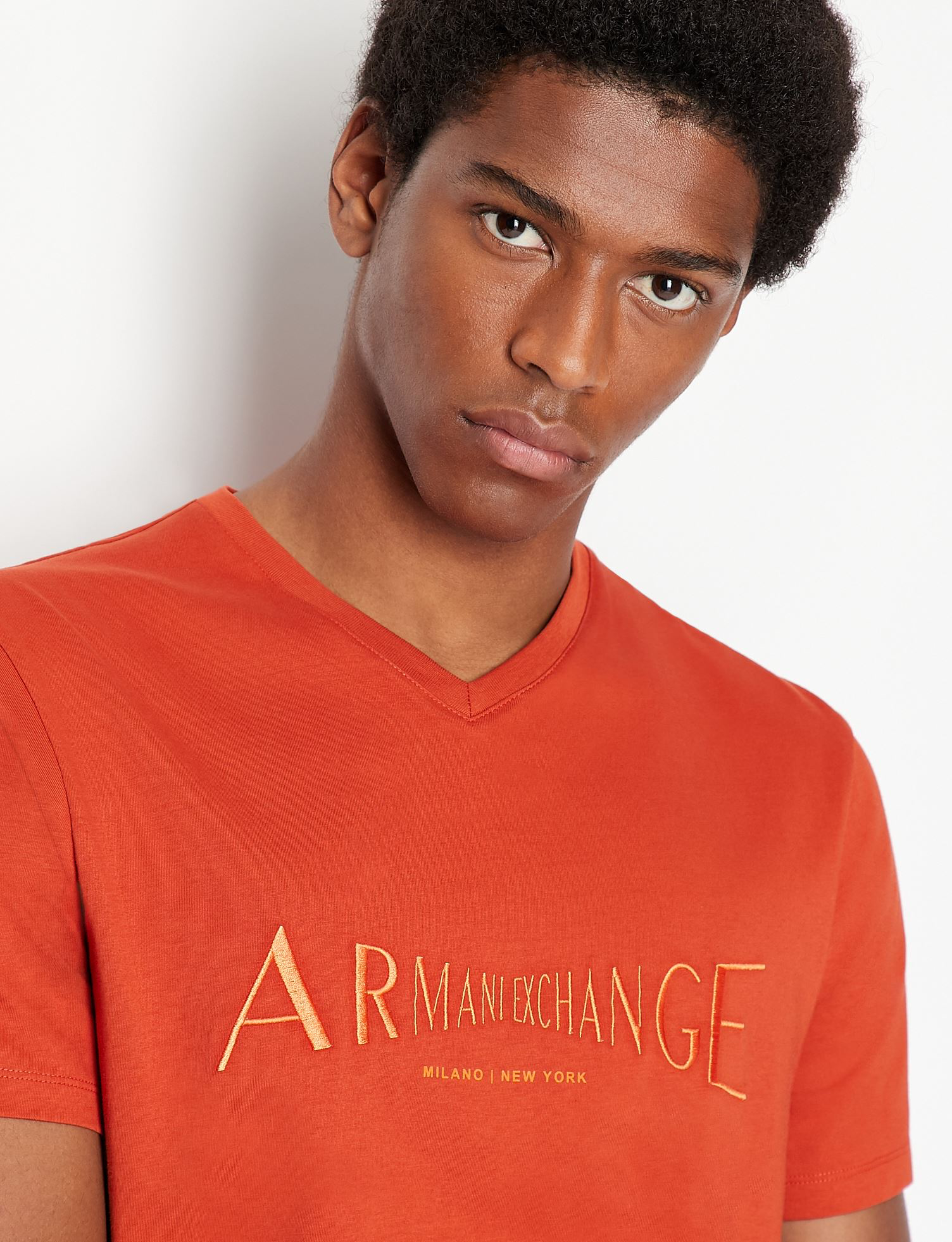 Armani exchange orange embroidery Tshirt